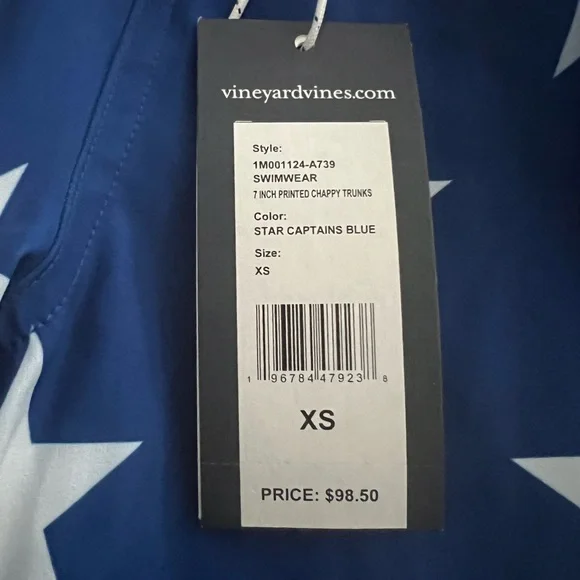 Vineyard Vines Patriotic Blue and White Swim Trunks - Picture 2 of 5